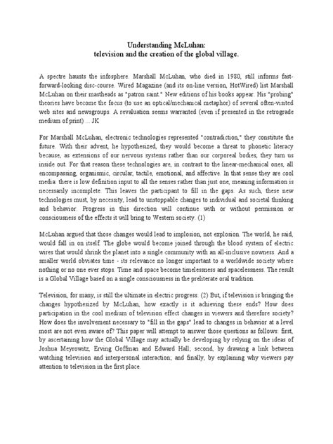 UNDERSTANDING McLUHAN: Television and the Creation of .